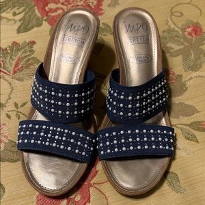 Impo Women's Navy and Silver Studded Sandals
